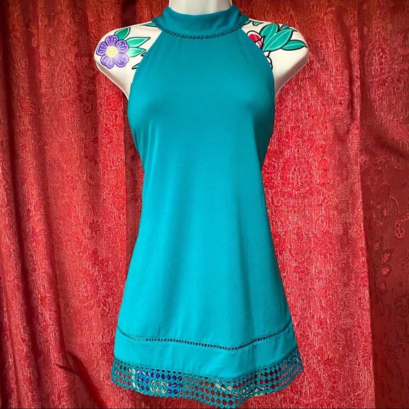Worthington Teal Turquoise Halter High Neck Blouse - Picture 1 of 4